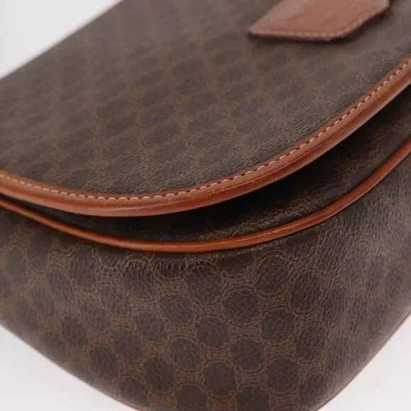 Authentic CELINE Macadam Canvas Shoulder Bag PVC Leather Brown Gold - Picture 16 of 16